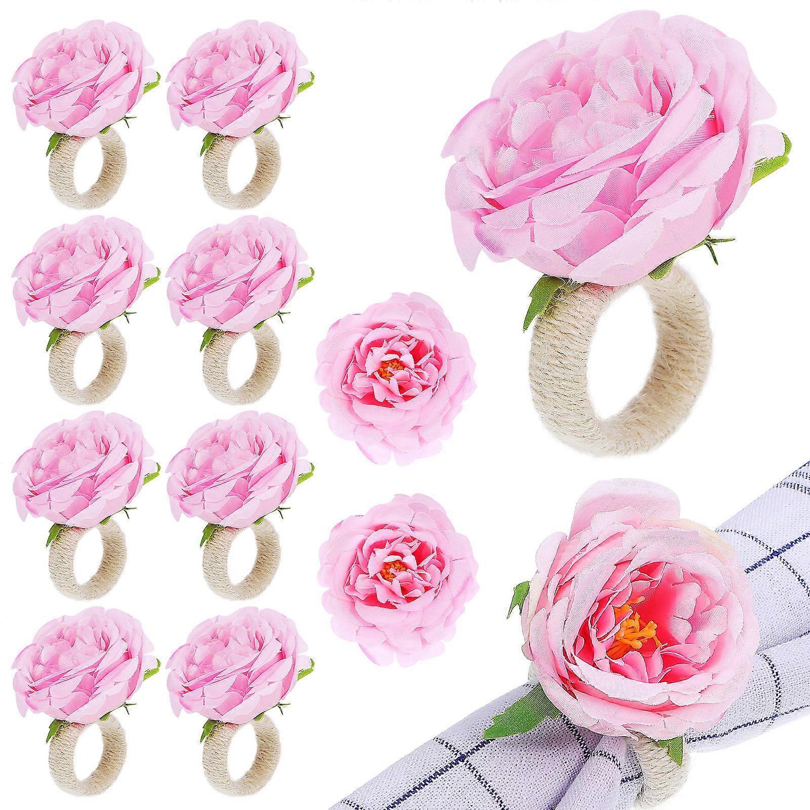 a polished and professional product description based on your input:
**12pcs Decorative Napkin Rings with Realistic Artificial Flowers – Stylish