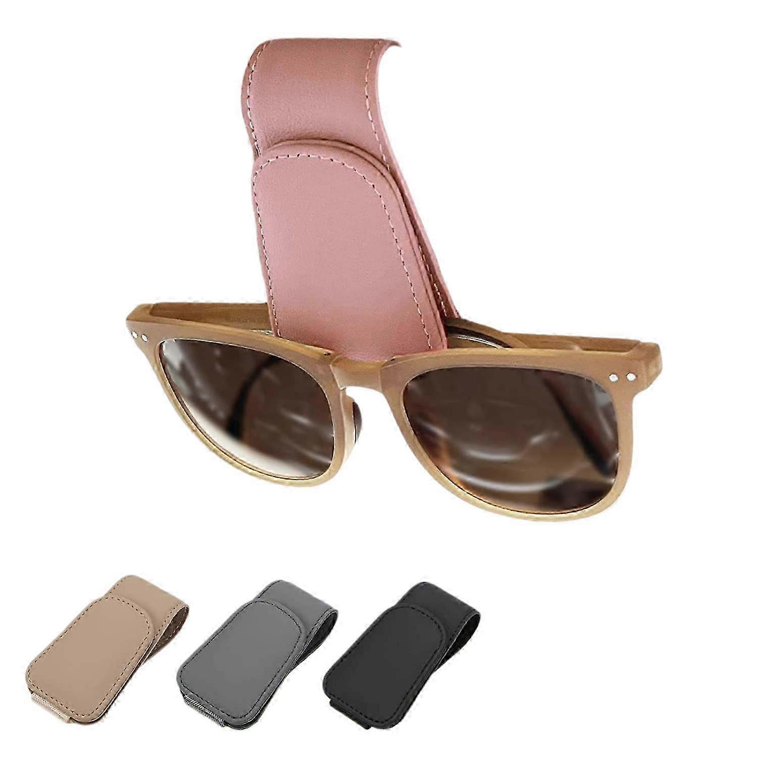 Magnetic Leather Sunglass Holder, Eyeglass Hanger Clip for Car Sun Visor, Suitable for Different Size Eyeglasses,Pink,1pack 2025