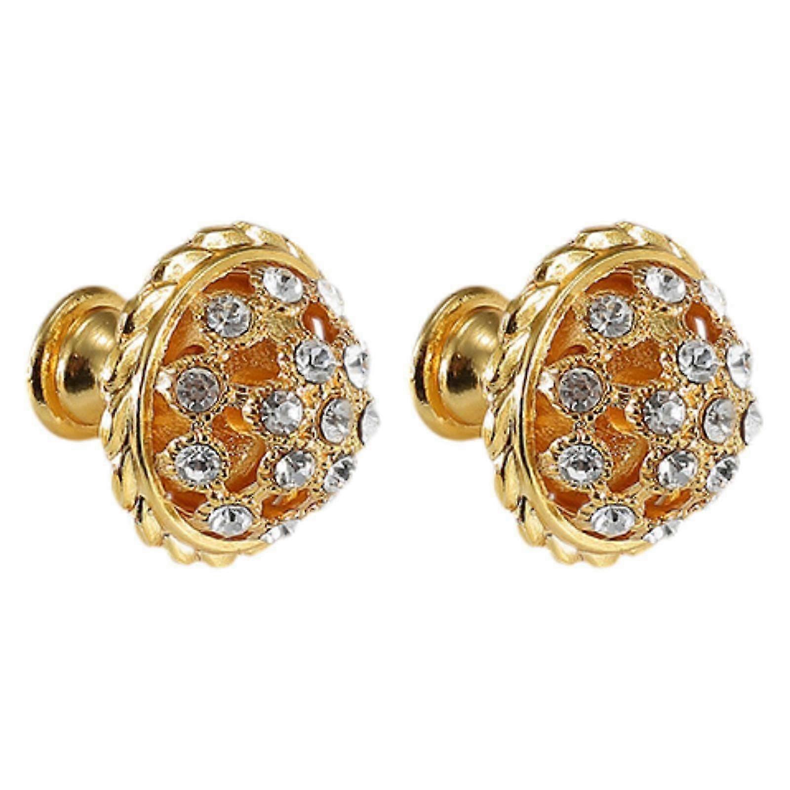 2Pcs Elegant Gold Dresser Knobs for Cupboard Closet Bathroom, Single Hole Cabinet Handles Suitable for Various Styles