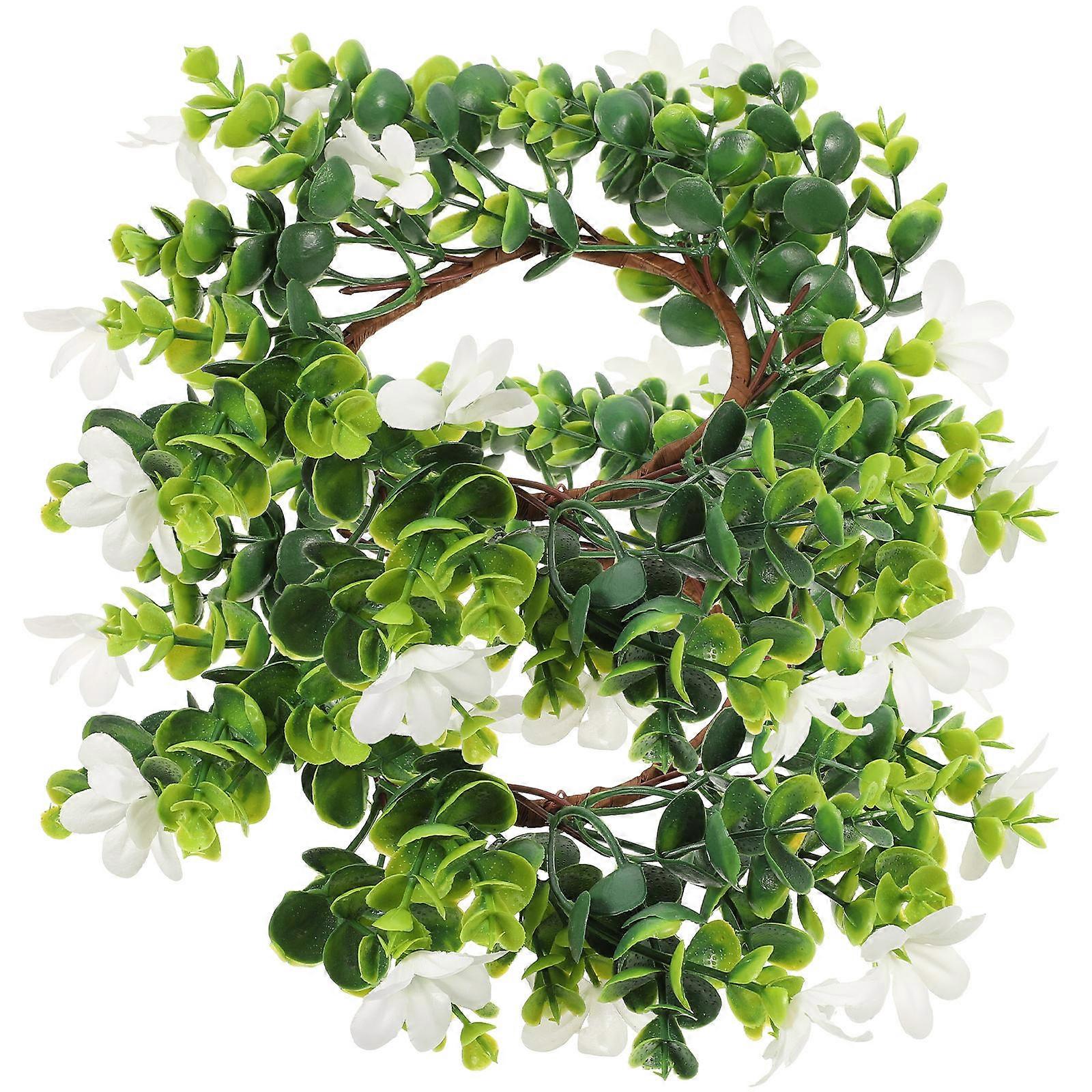 2pcs Artificial Candle Leaf Ring Decor Party Table Wreath Centerpiece Candle Rings