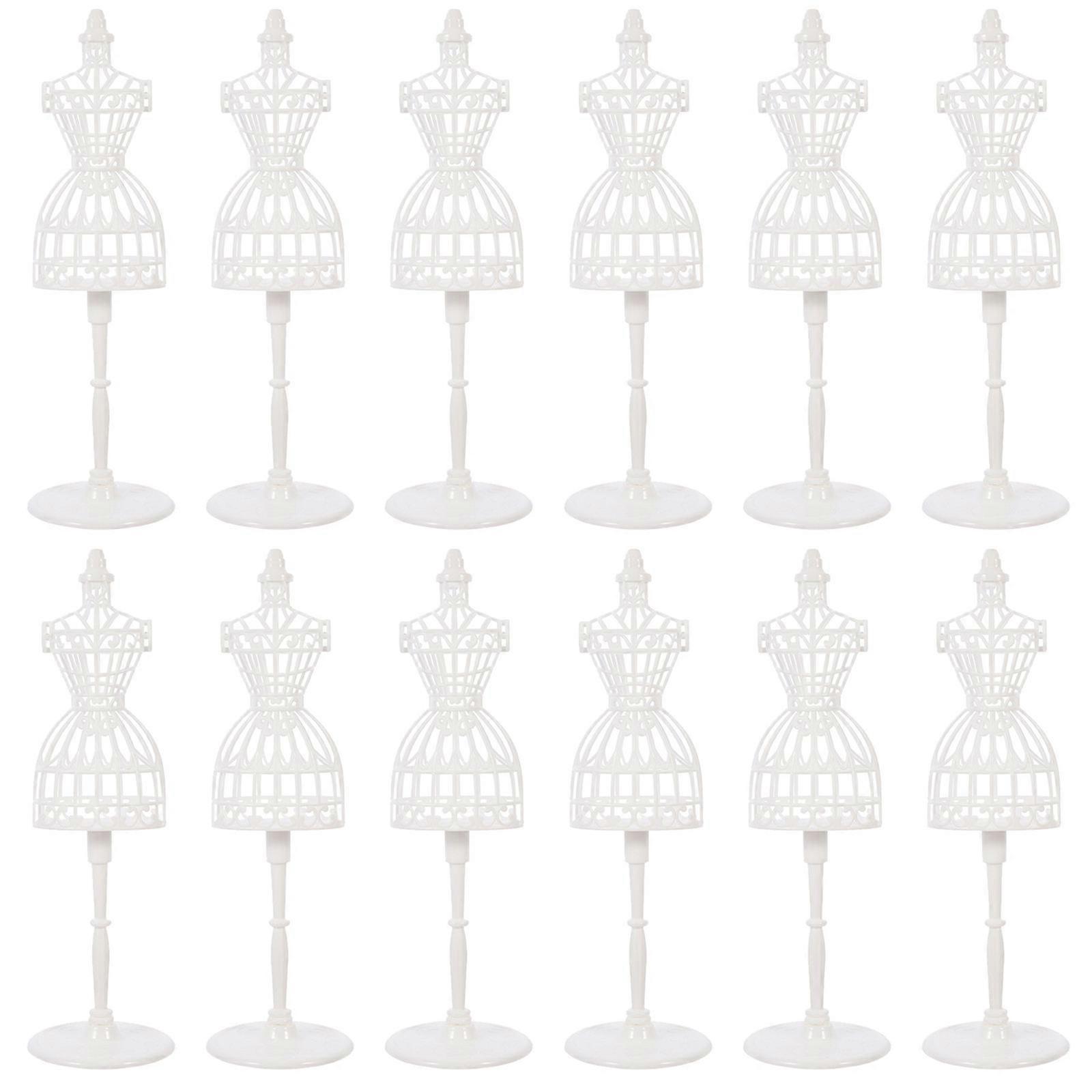 White Doll Dress Support Plastic Mannequin for Decor 12Pcs