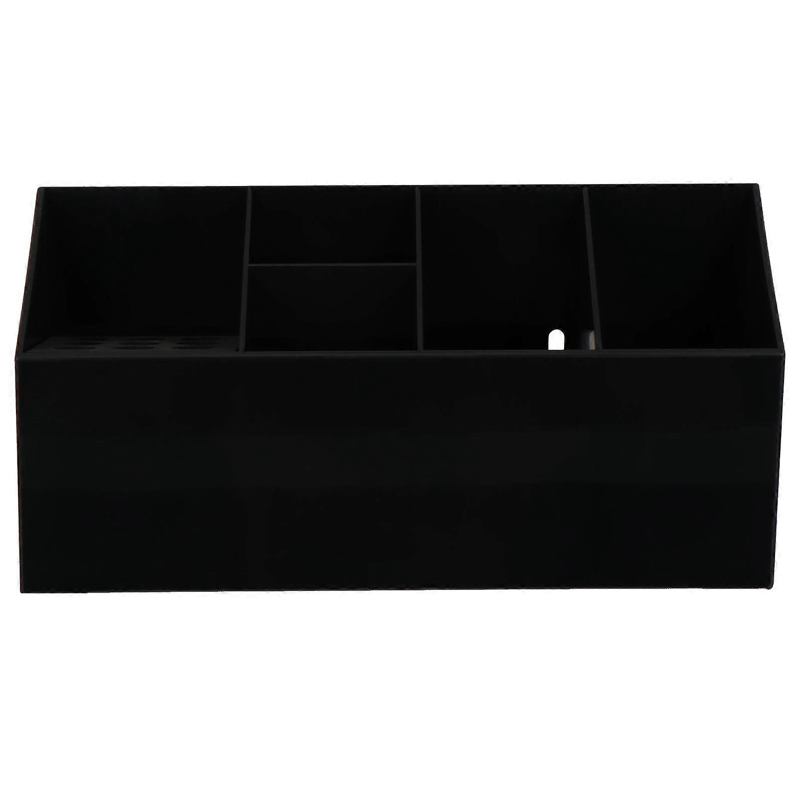 Black ABS Makeup Brush Cup for Home Practical Desk Organizer with Smooth Surface 70 Characters