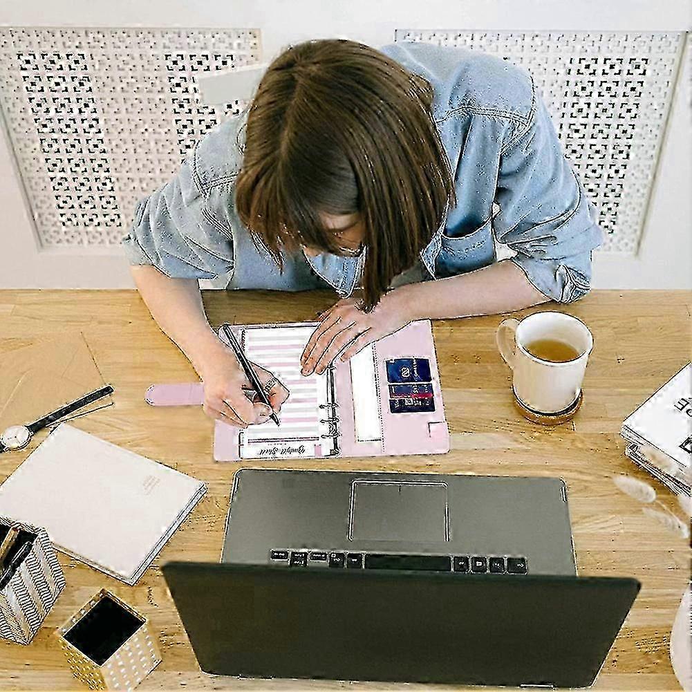 A6 Ring Binder Notebook with Clear Cash Envelope for Cash Stuffing Money Organizer