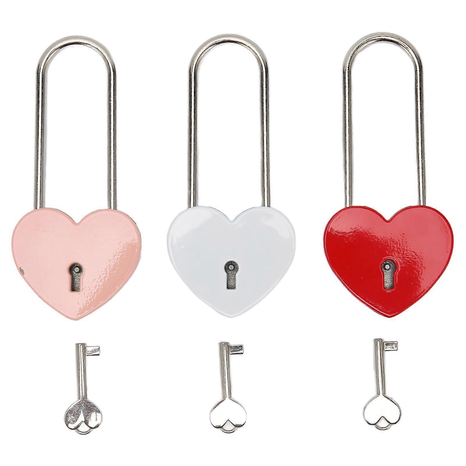 2025 Latest Model  3pcs Heart Shaped Padlock with 3 Keys Rustproof Zinc Alloy