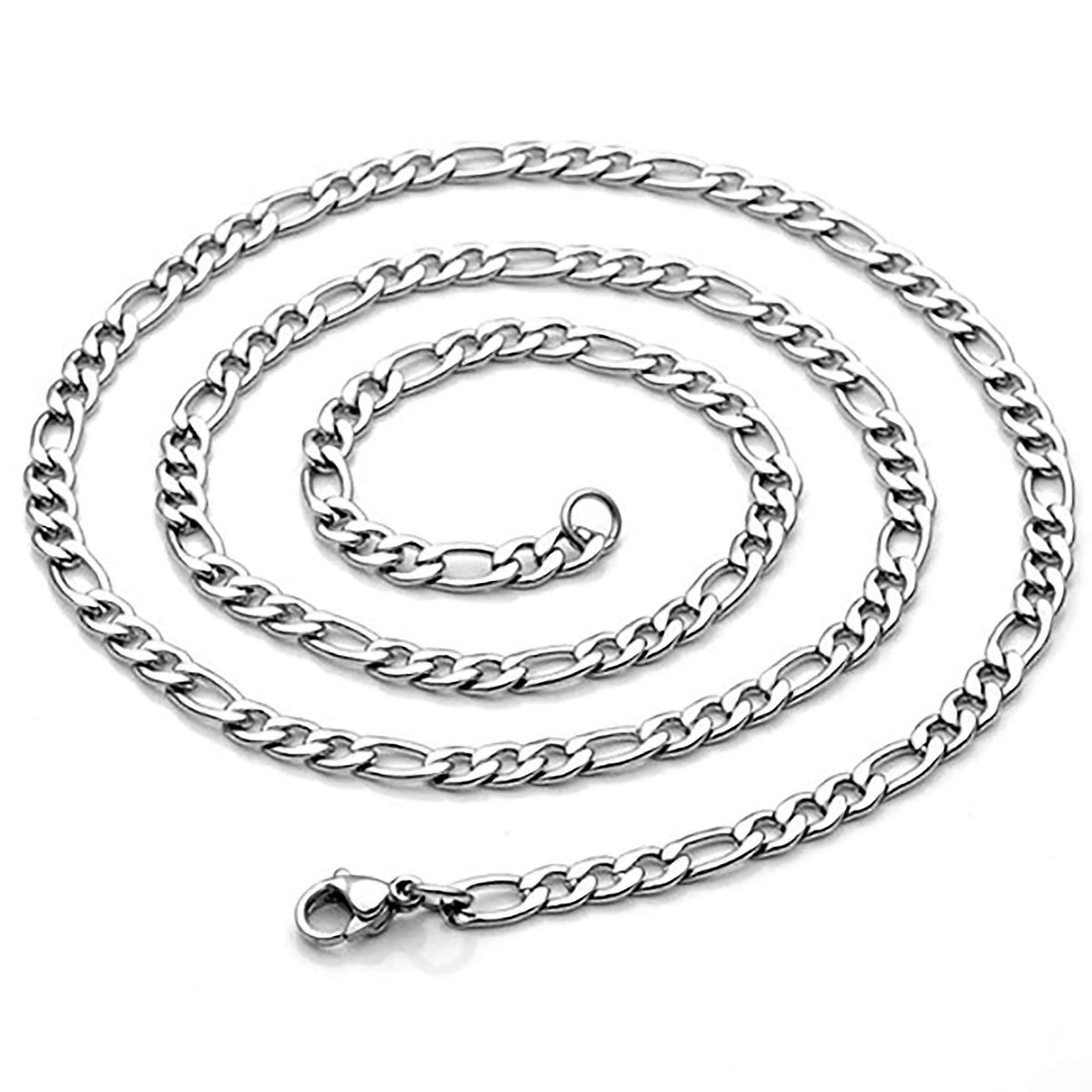 Stainless Steel Figaro Chain Link Necklace
