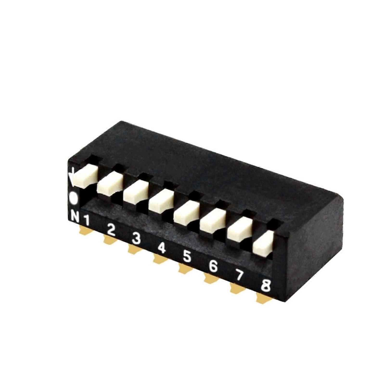 10 PCS Black Piano Key Type Side dial Patch 8bit dip Switch, TemperatureResistant and Stable GoldPlated dial Switch