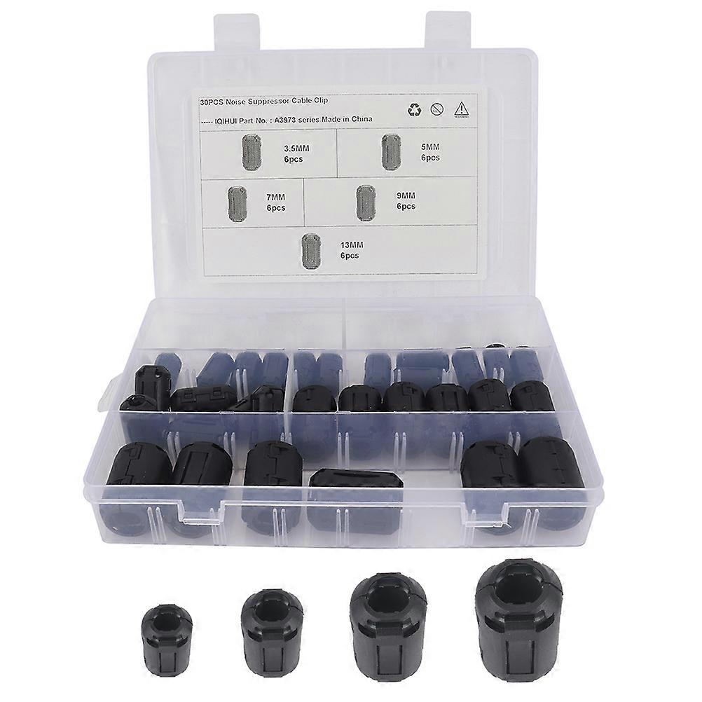 Durable Noise Suppressor Filter with Ferrite Core for Industry Use Black 30 Pcs