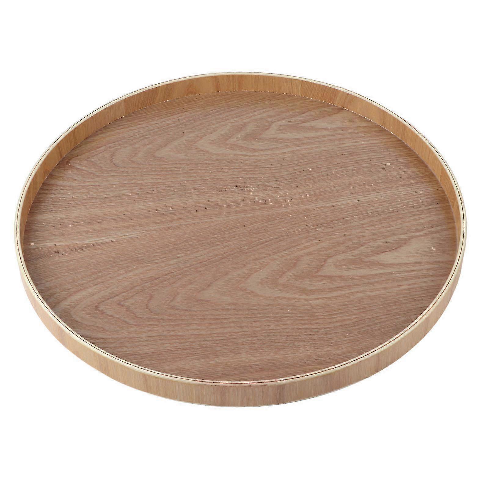 Round Solid Wood Serving Tray for Tea Coffee Snacks Meals Restaurant Use