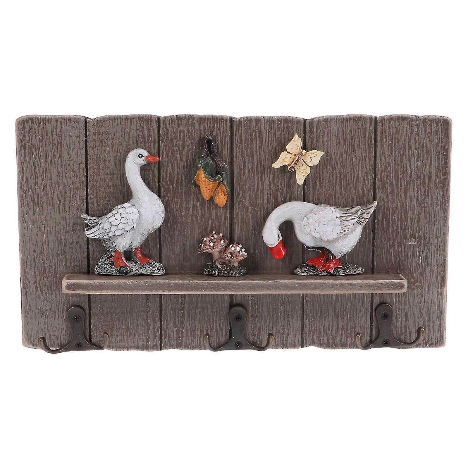 Rustic Hook Unique Hooks Goose Design For Living Room Wood 27x14.7cm Hanging Keys and Hats 1Set
