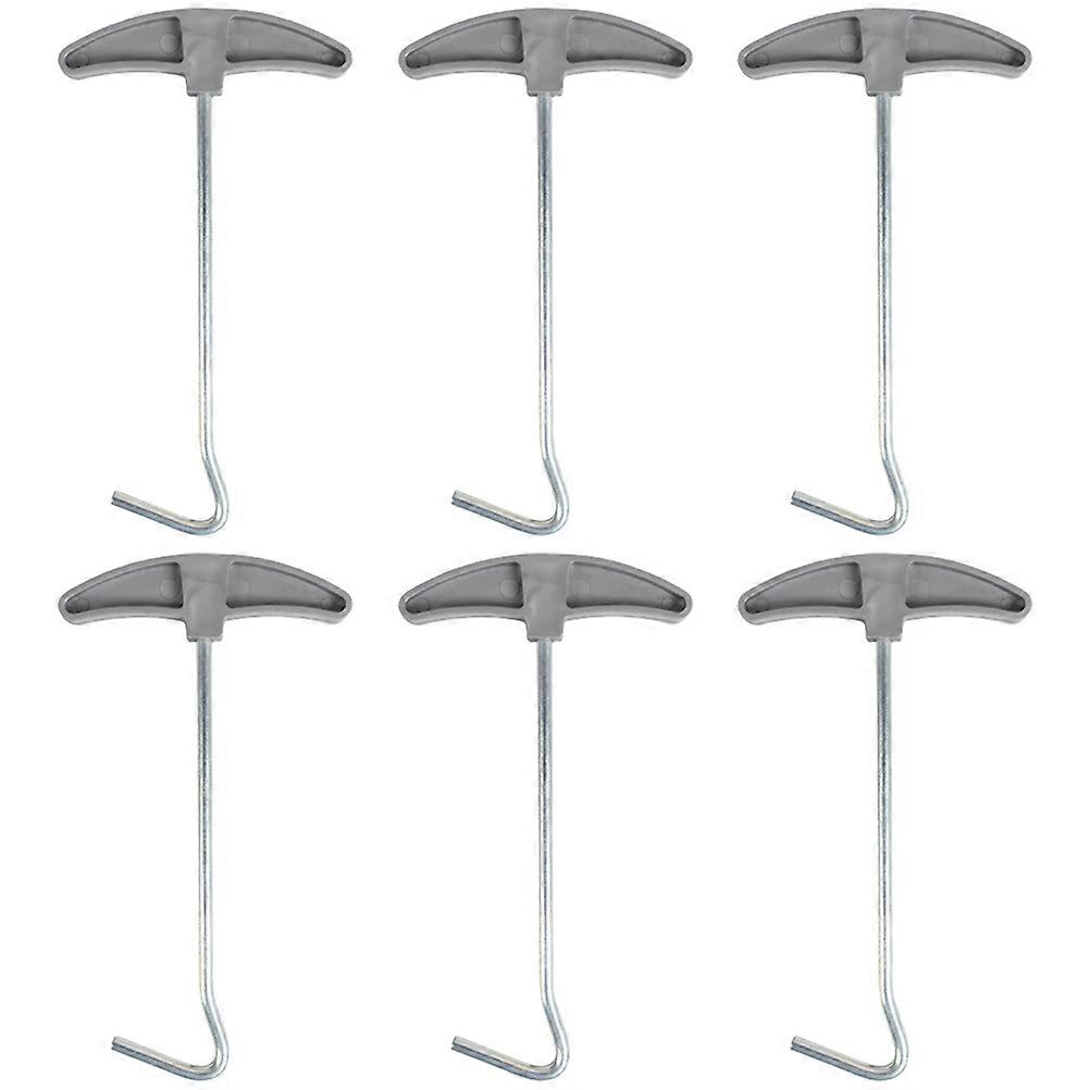 Tent Peg Extractor Puller Tent Stakes Lifter for Men and Women Grey Compact Hook Prying 6Pcs