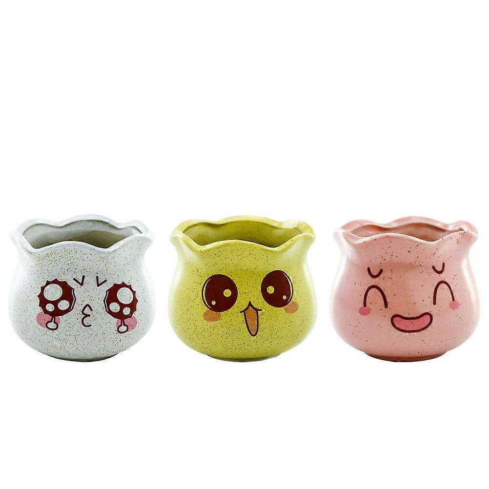 Indoor Flower Pot Ceramic Flower Planting Pot Yard Assorted Color 9.00X9.00X8.00CM Decorating 3Pcs