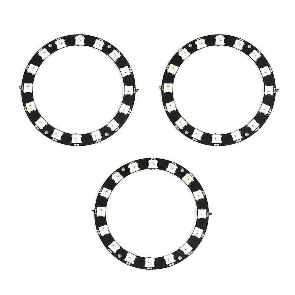 3x 16Bit RGB LED Ring WS2812 5V Compatible with Arduino and Raspberry Pi for Creative Lighting Projects