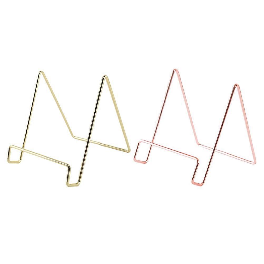 Display Holder Stand Iron Plate Display Stands Home Supplies Golden 15x13x14.2cm Storage 2Pcs
