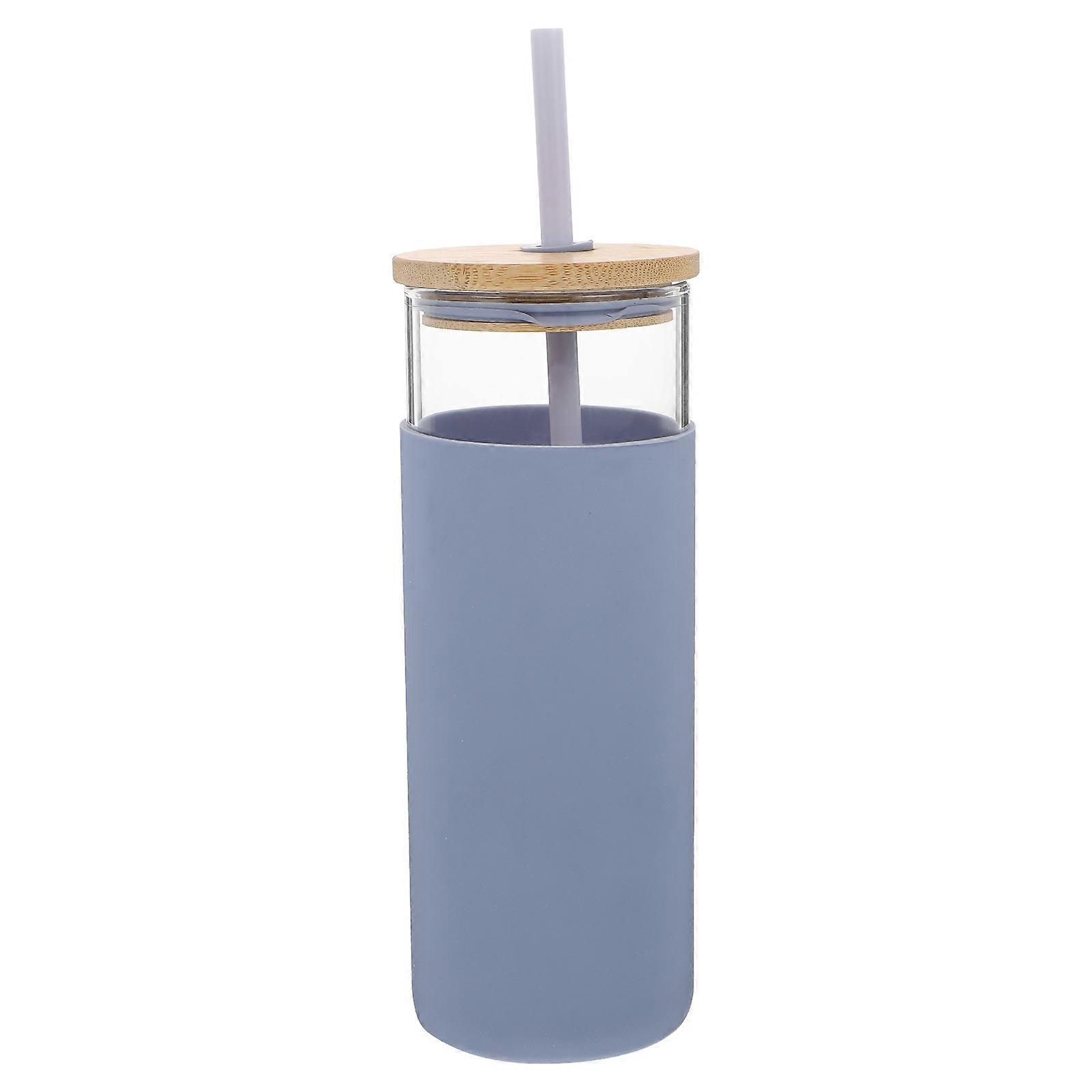 Portable Glass Water Cup Cylindrical Shape Purple Color For Daily Use 1Pc