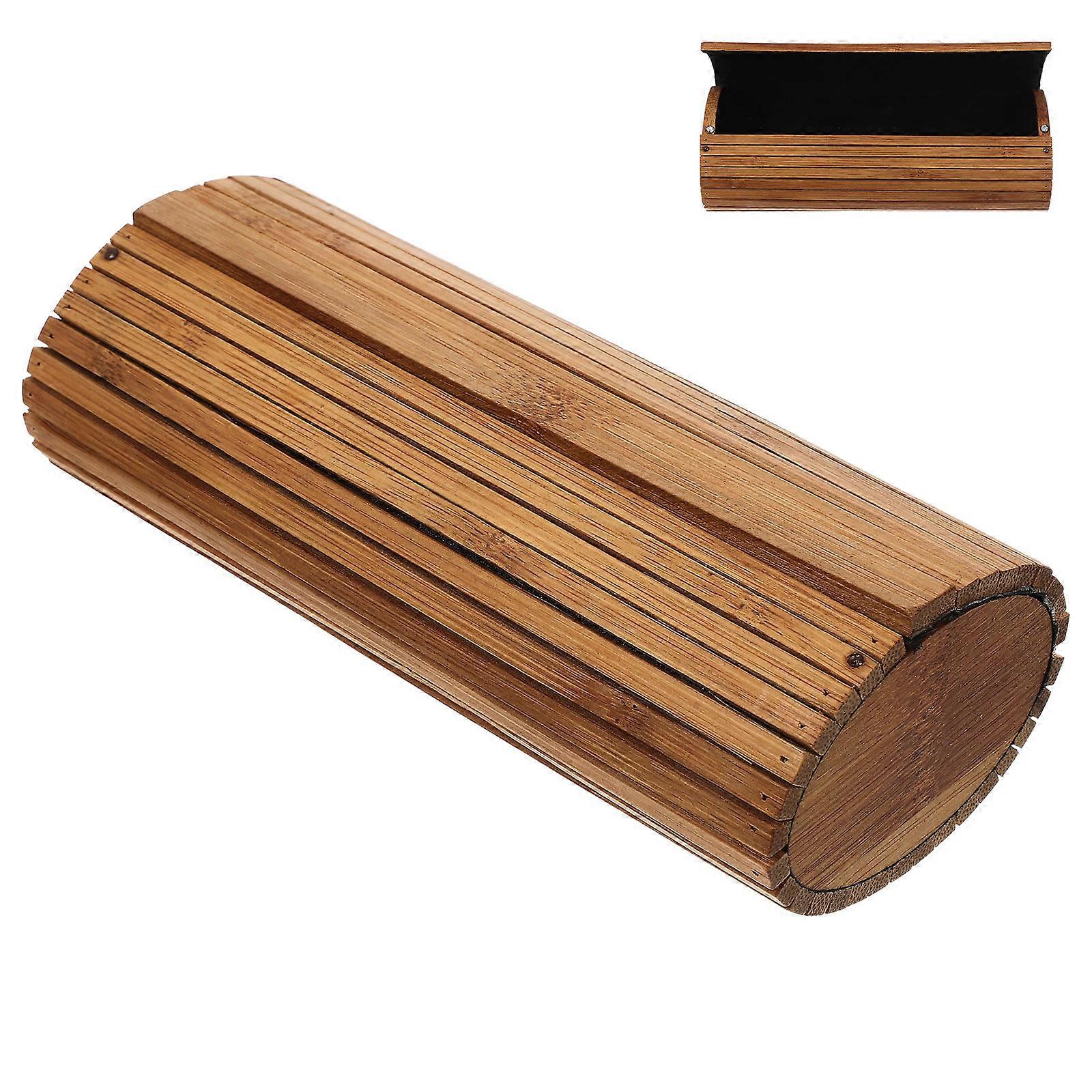 Glasses Holder Sturdy Bamboo Simple Design Gym Office 17.5X7.5CM Protective Storage Case 1Pack