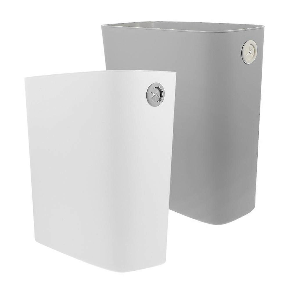 Waste Storage Bucket Tall Garbage Can Grey Rectangular Shape For Home Office Use 2Pcs