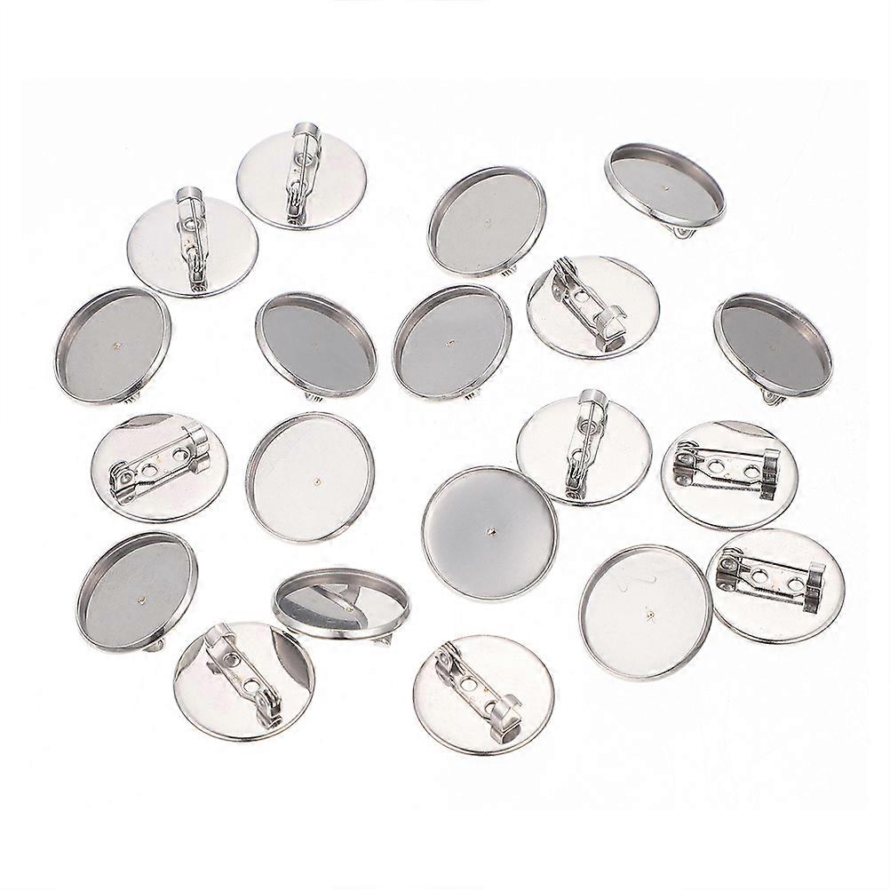 Brooches Diy Material Brooch Bases Silver Round Diy Making 20Pcs