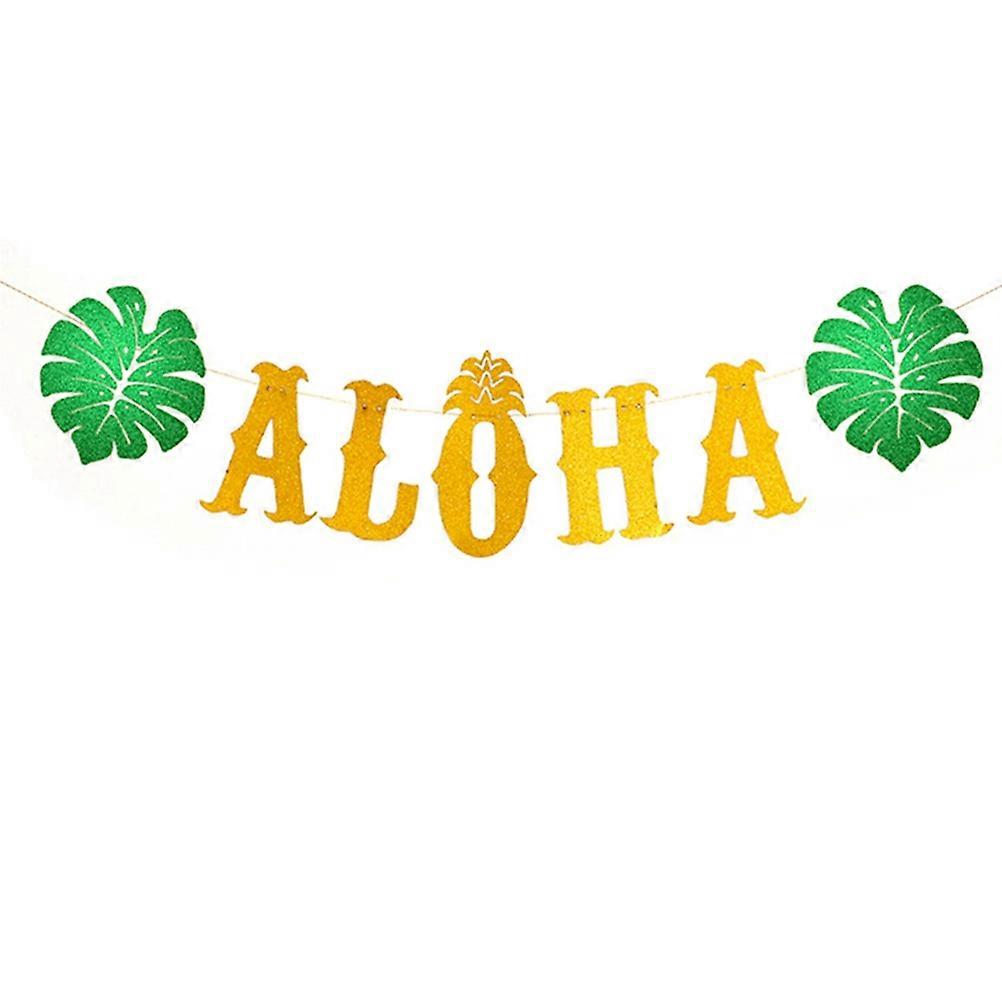 Hawaiian Theme Party Decorations Banner Monstera Decor Banner for Festival Celebration Multi Color 21x22x0.1cm Rope Length 3m 1Set