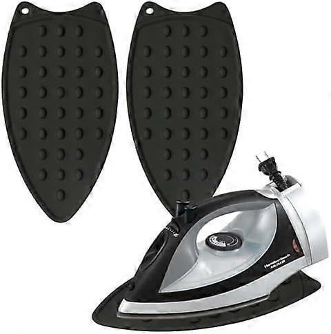 Iron Stand, Silicone Iron Rest, Ironing Rest Mat with Hanging Hole, for Insulation Against Scalds (Black)