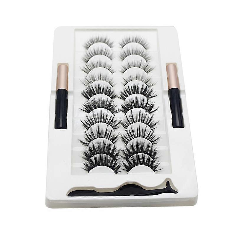 10 pairs magnetic eyelashes and eyeliner kit, reusable 3D magnetic false eyelash extension No glue needed for makeup 2