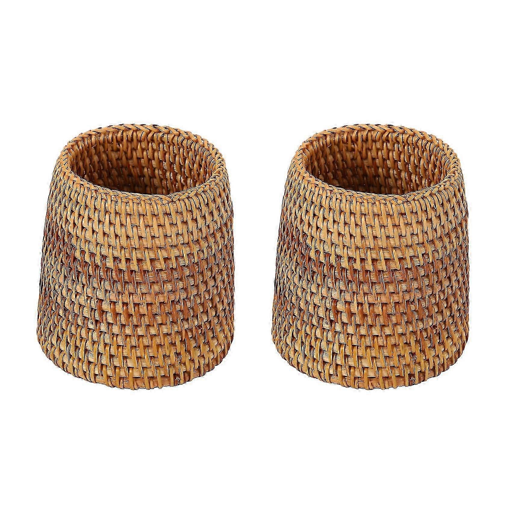 2X Rattan Chopsticks Tubes and Spoons Bucket Dinner Knives Forks Tableware Baskets Organizer