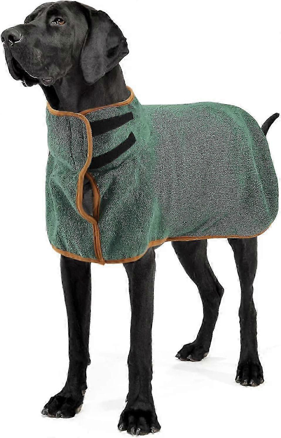 Super Moisture Absorbent Dog Bathrobe Microfibre Towel, Adjustable Collar and Waist for Large Pets