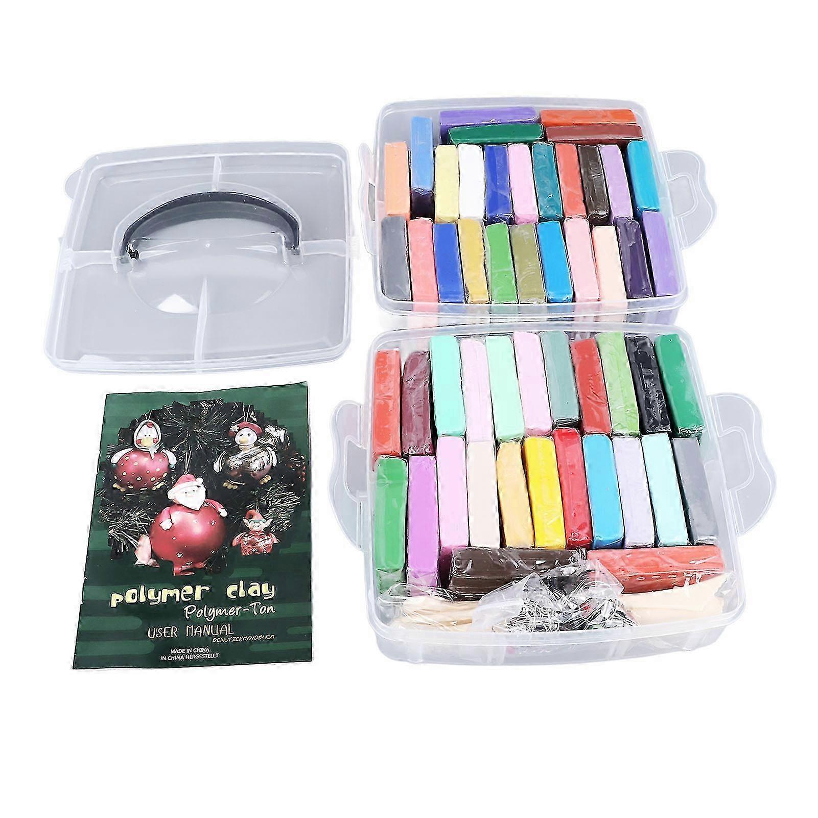 50 Colors Modeling Clay Set DIY Safe Eco-Friendly Light Easy Mouldable Polymer Clay Set for Kids Age 3 and Up