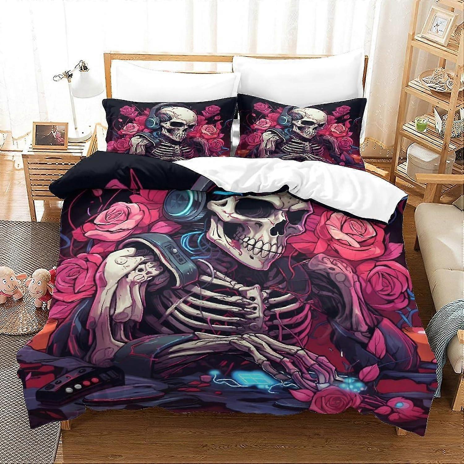 Galaxy Universe Human Skeleton Bedding Set for Kids with Game Controller Design