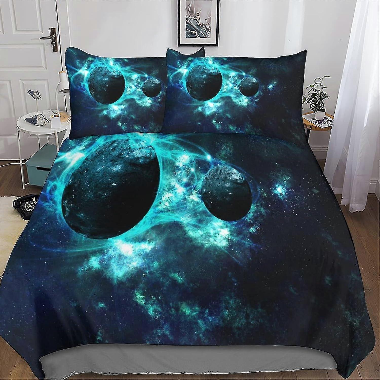 Conjuntos de Capa de Edredom Cósmica - Capa de Colcha 3D, Conjunto de Capa de Conforto Galaxy Star para Crianças Conjunto de 3 Peças com Fecho de Zíper Macio