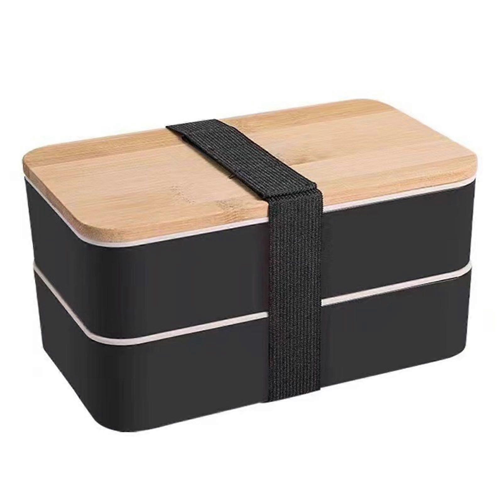 2025 Último modelo Bento Box de doble capa Compartimento con tapa de madera multiusos