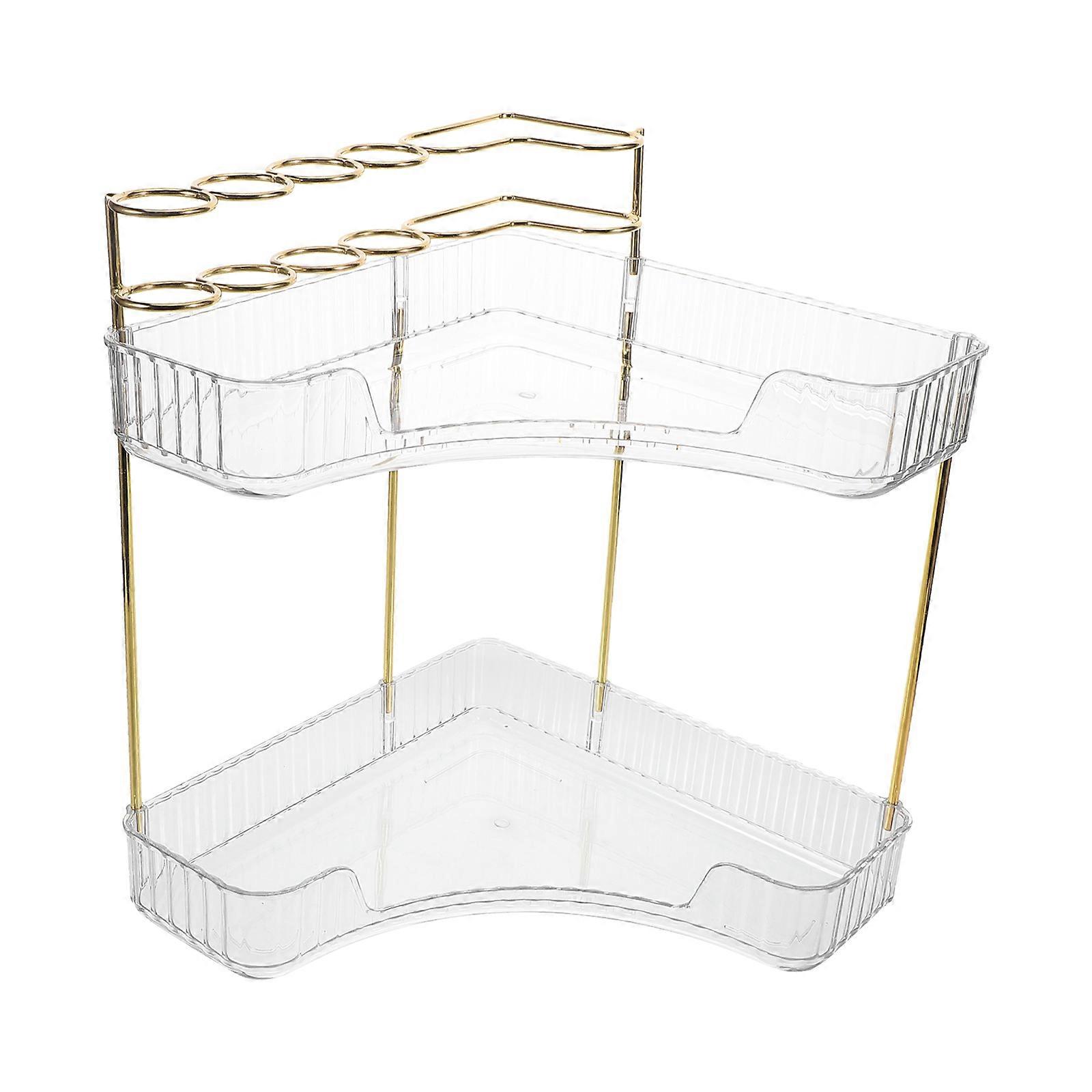 Makeup Stand Cosmetic Organizer Small Makeup Organizer Triangular Shape Stainless Steel and Easy to Clean 1Pcs