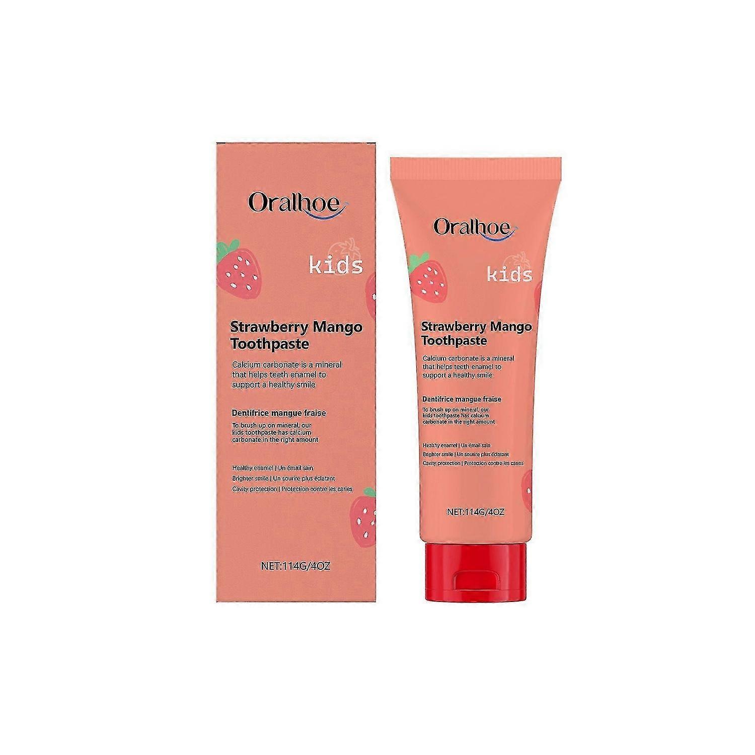 Strawberry Mango Kids Toothpaste - Hydroxyapatite & Silica for Sensitive Gums & Teeth Shine | Gentle