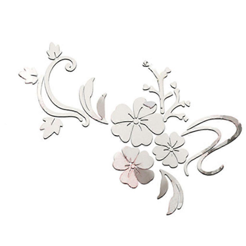 3D mirror flower vine removable mural wall sticker background decoration silver