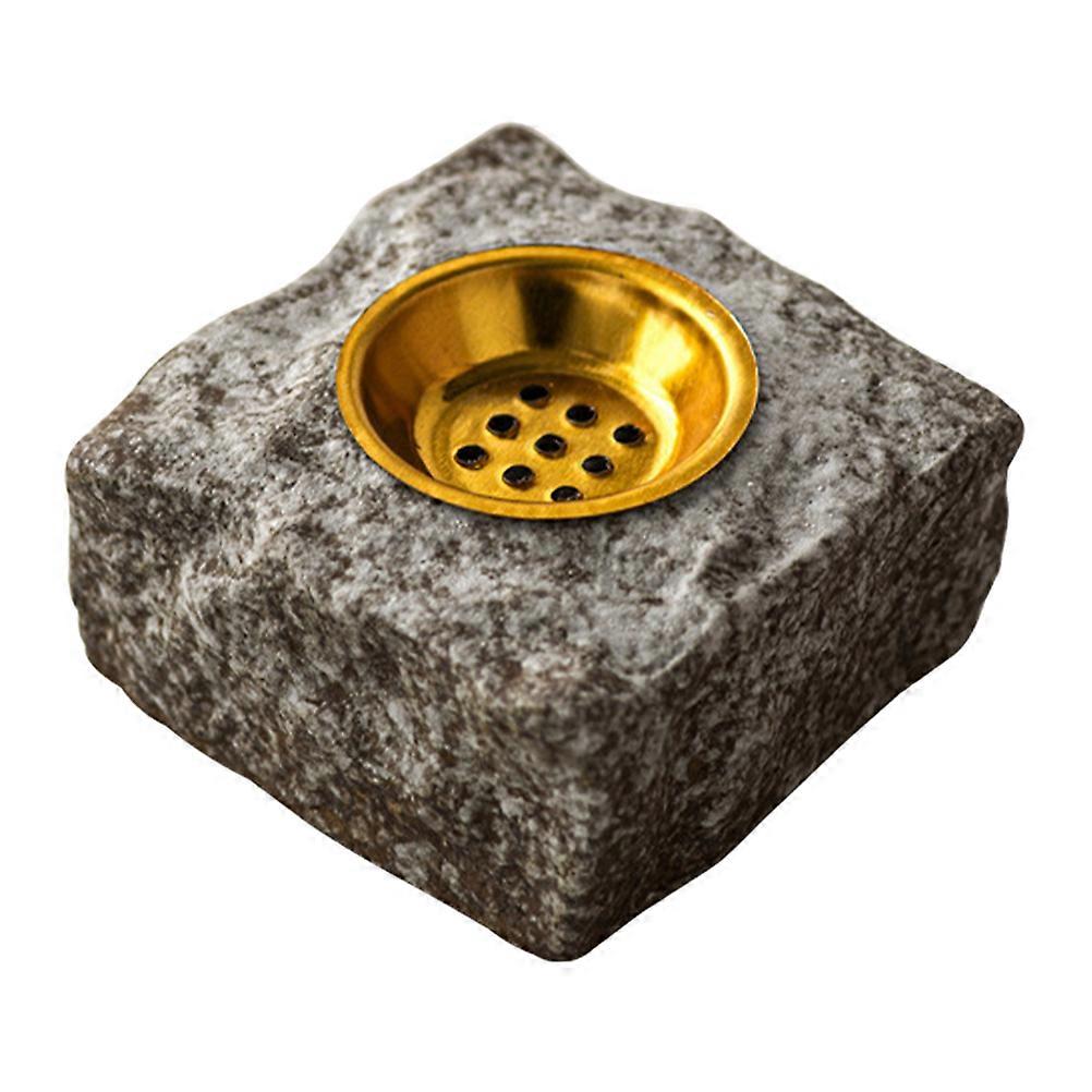 Ceramic Incense Burner Aromatherapy Decoration Square Chinese Style Grey 9.00X9.00X4.50CM Crackle Glaze Process 1Pcs