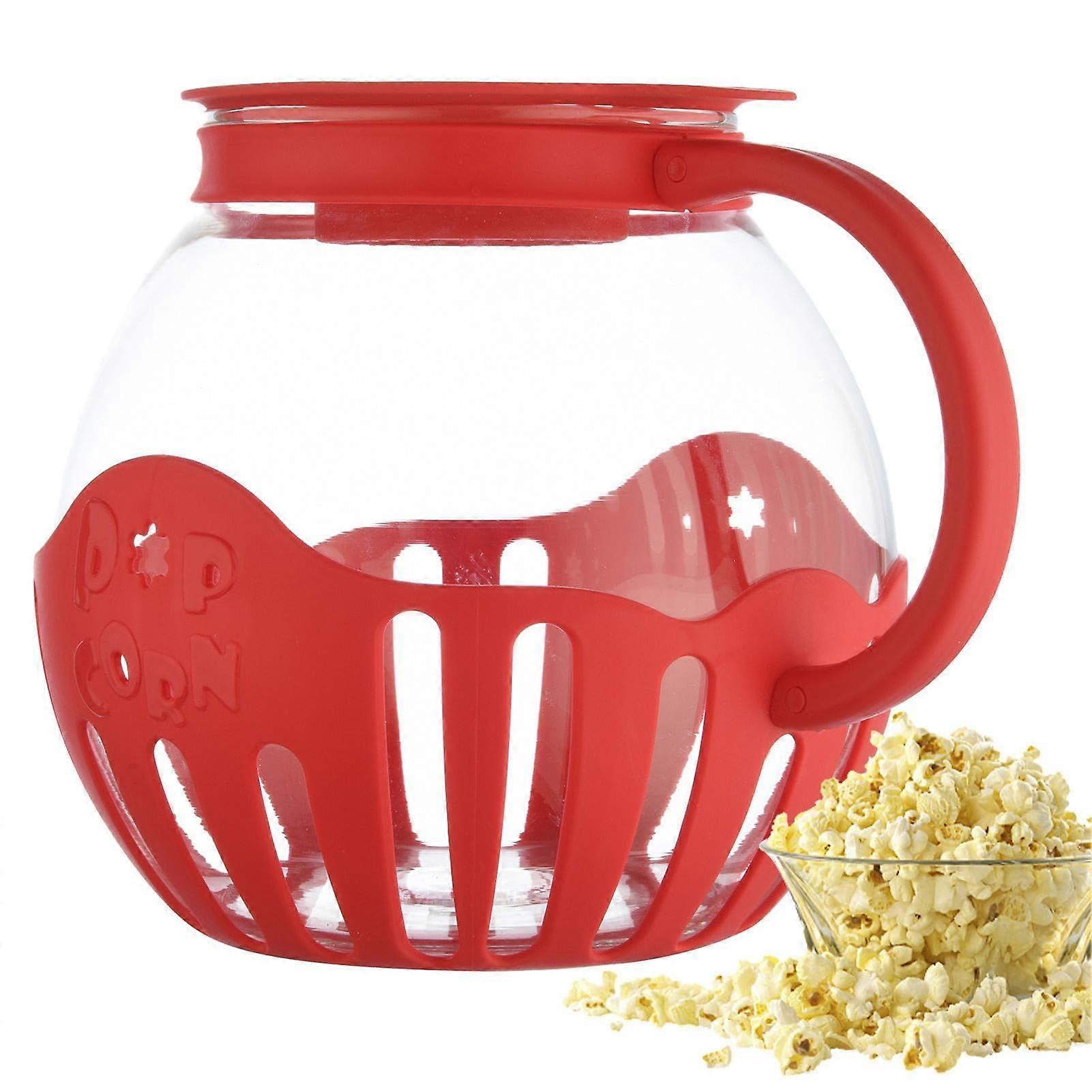 Homemade Popcorn Glass Popcorn Machine Popcorn Maker Microwave Popcorn Maker Made of Borosilicate Glass, Dishwasher Safe Red