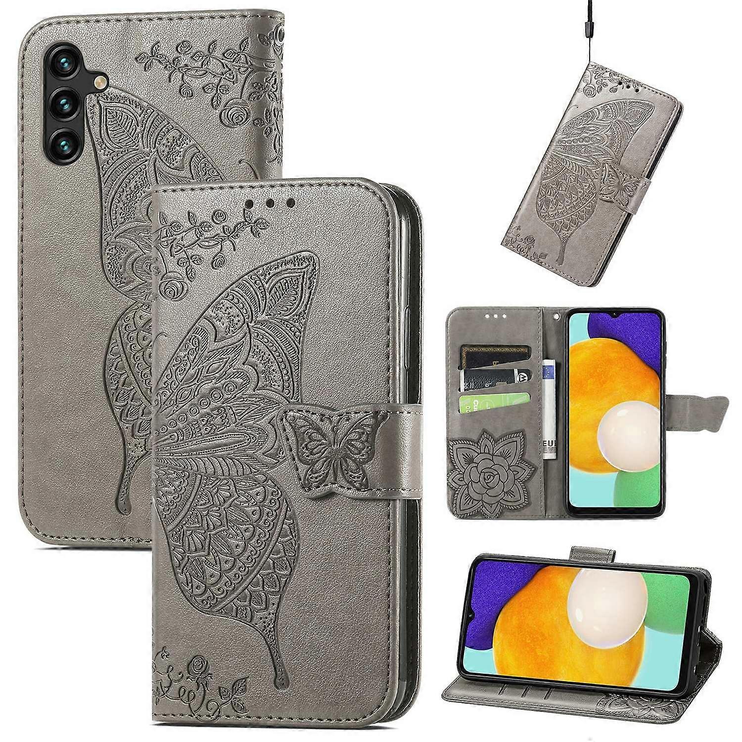 Case for Samsung A16 grey leather embossed leather