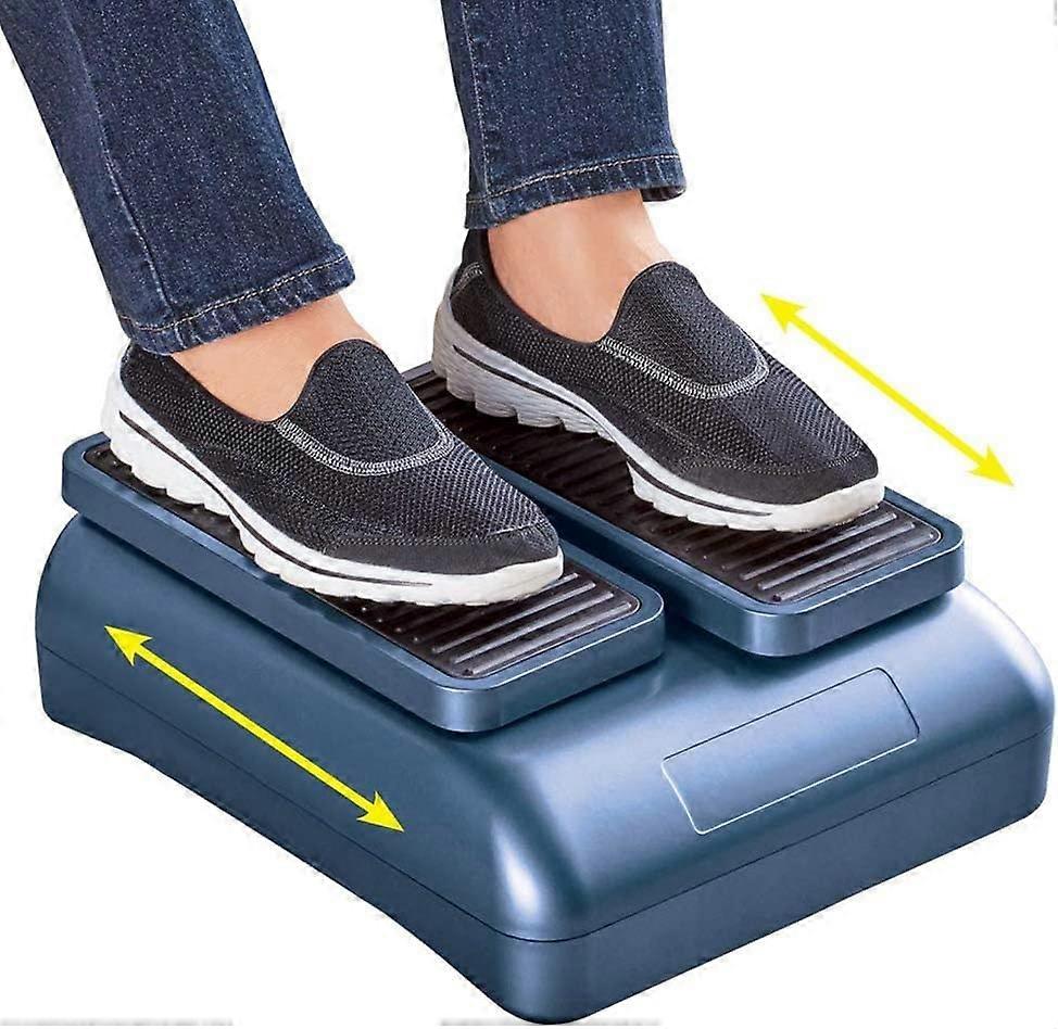 Passive leg exercise physiotherapy device, enhances foot and leg activity and blood flow while seated, home and office physiotherapy equipment, ADA.