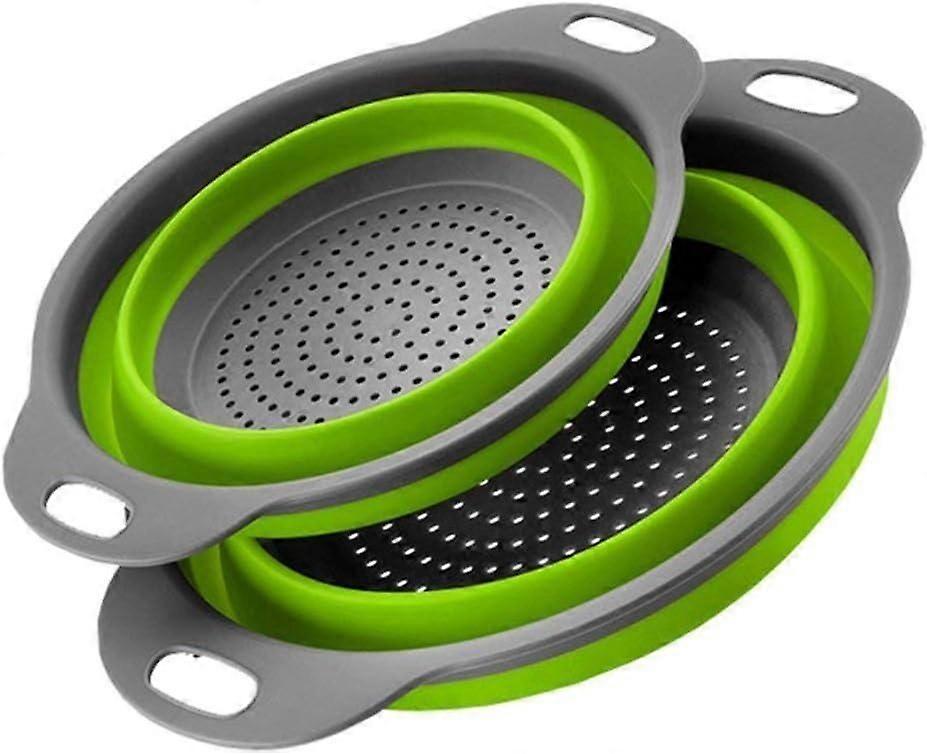 Colanders and Stock Strainers 2PCS/Set Round Shape Silicone Collapsible Colander Vegetable Basket Colander