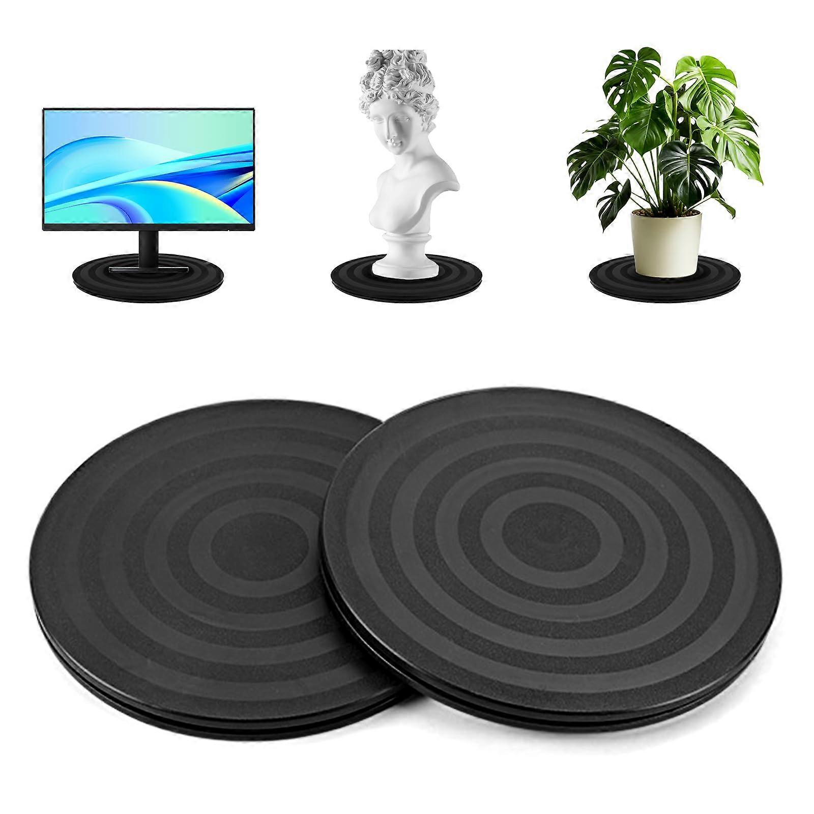 Pack of 2 20 cm Black Universal Turntable with 360° Rotation for Computer, Laptop, TV, Heavy Duty 15 kg Capacity