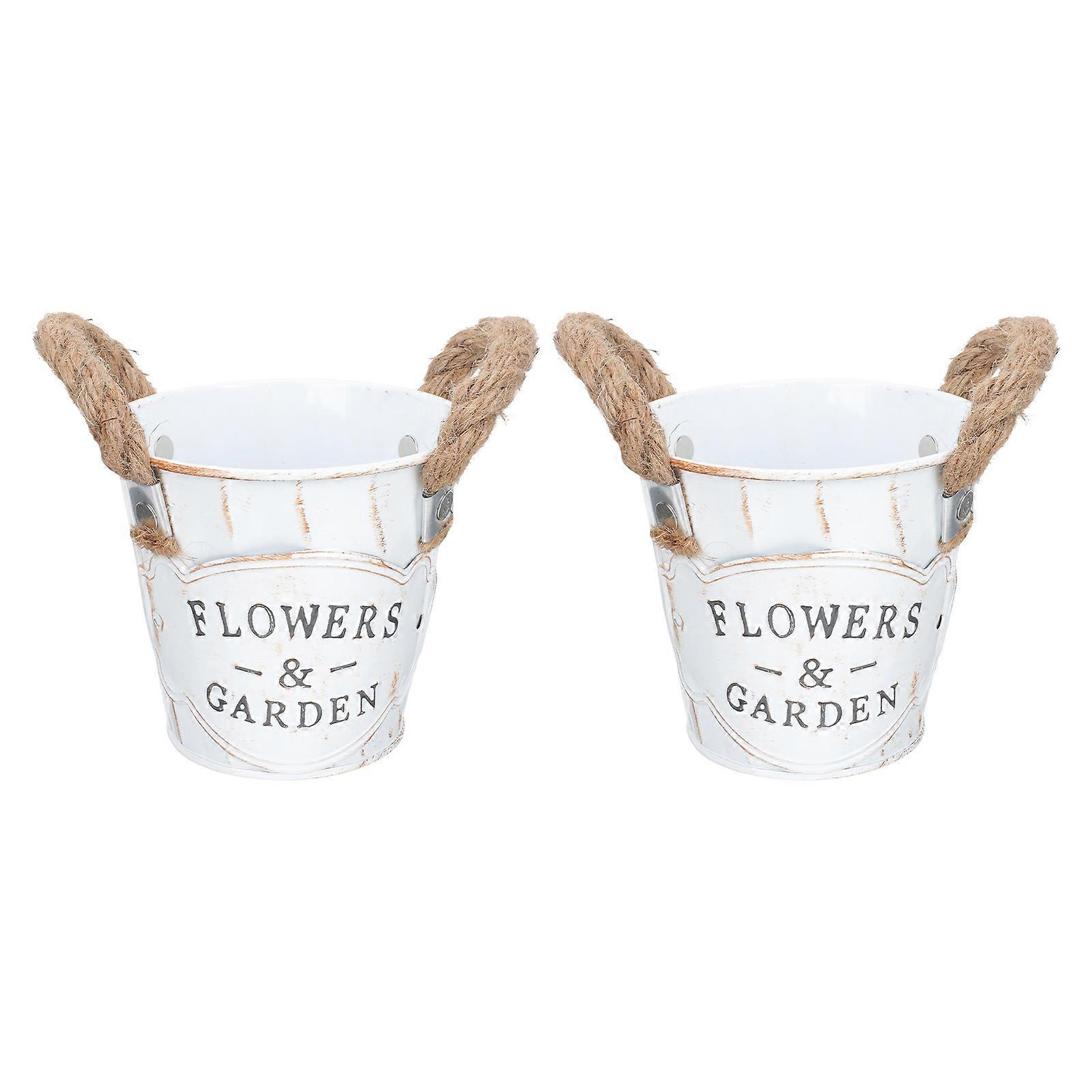 2Pcs Multi purpose Succulent Flower Pot Simple Iron Green Plant Container