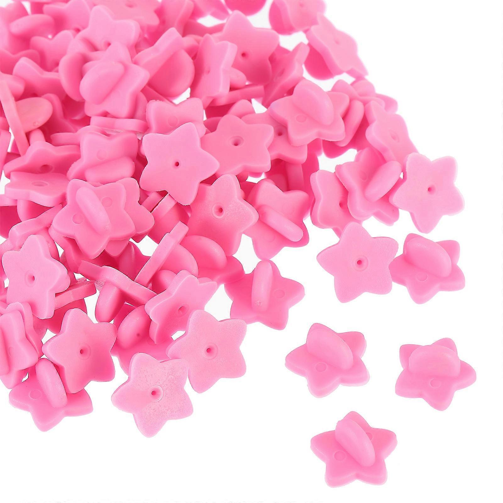 Pink Star Pin Backs 100pcs Plastic Butterfly Clutch Fasteners for Lapel Pins, Tie Tacks & Badge Accessories Secure Hold for Various Styles &