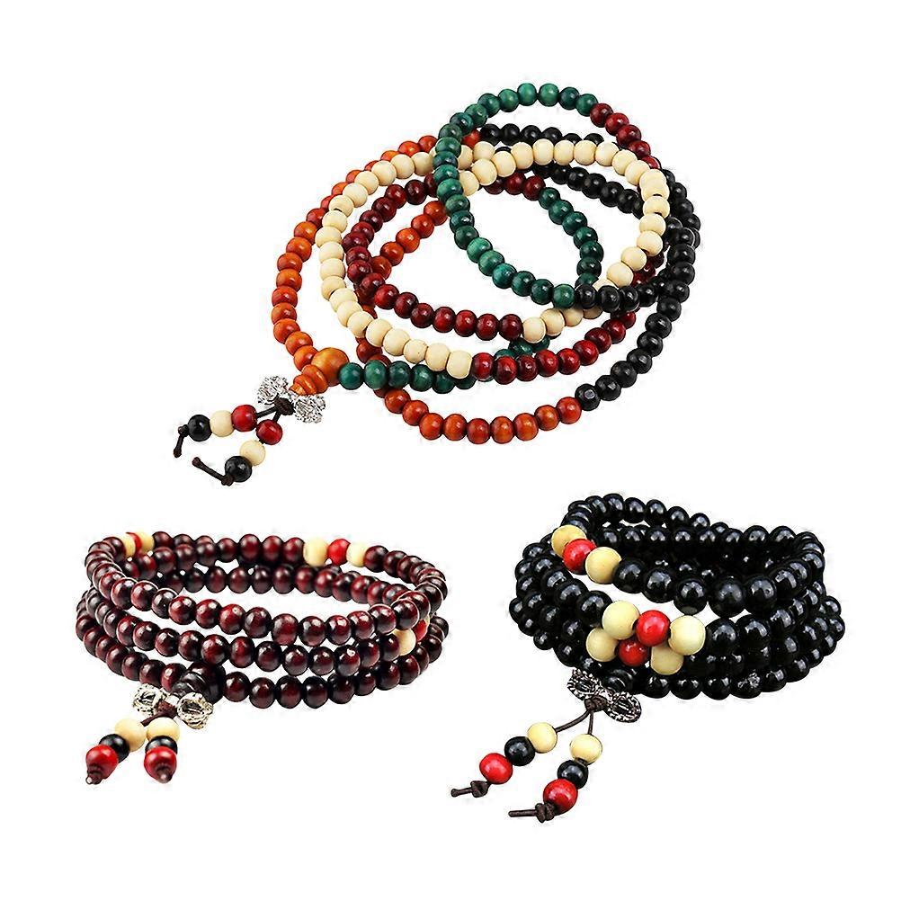 Buddhist Prayer Bracelet Made of Durable Wood with Strong Elastic String for Praying 8mm Beads Assorted Color