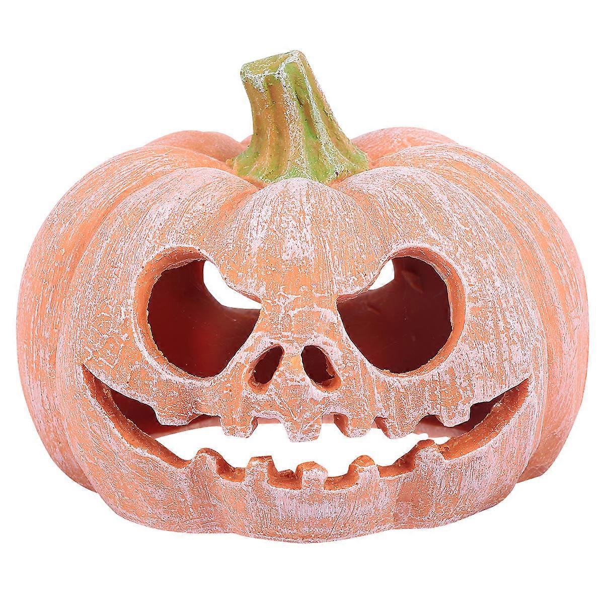 Pumpkin Shaped Resin Crawler Hiding Cave for Small Pet Habitat Reptile House