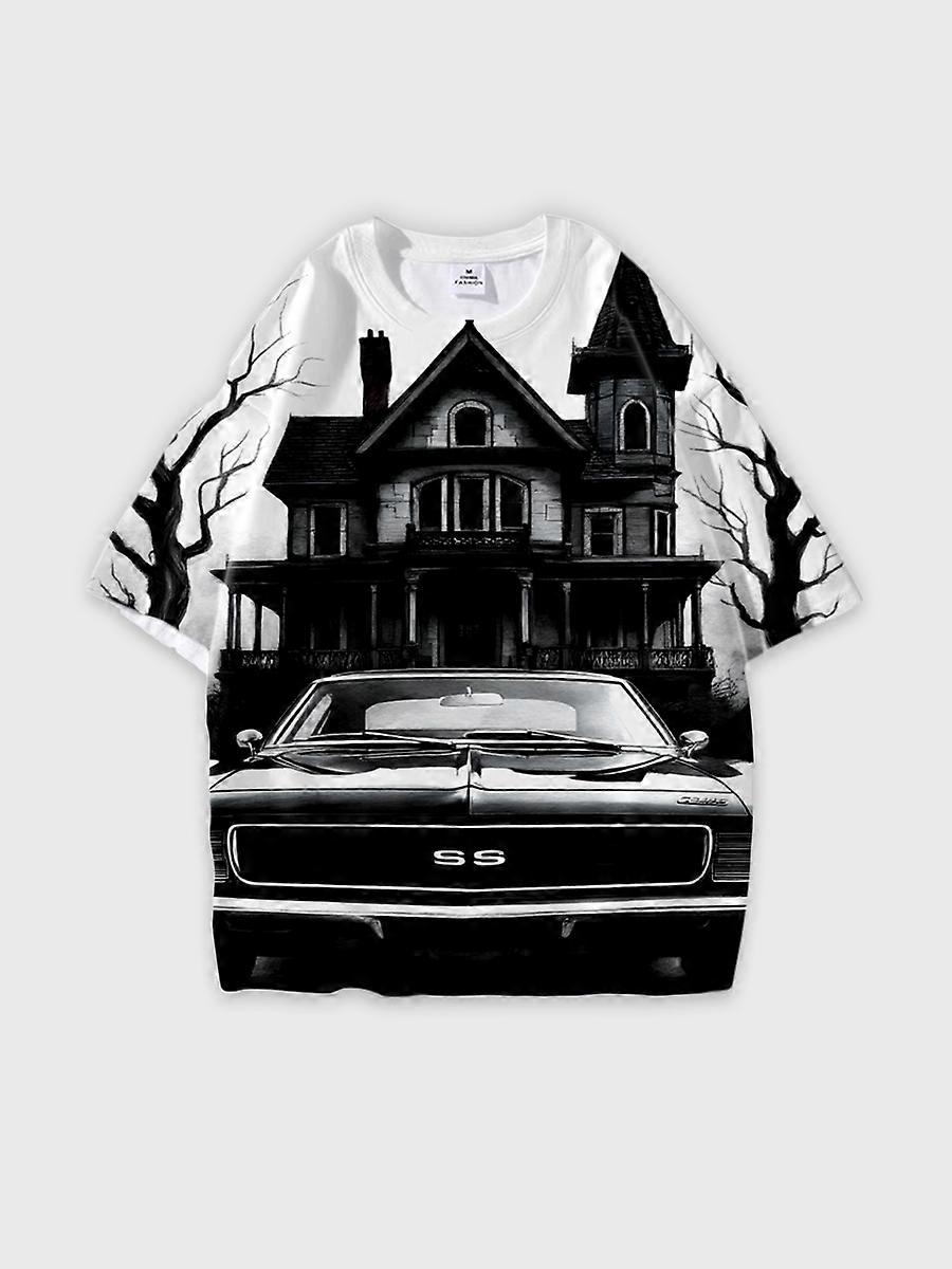 T-shirt round neck Pattern loose short sleeve N71