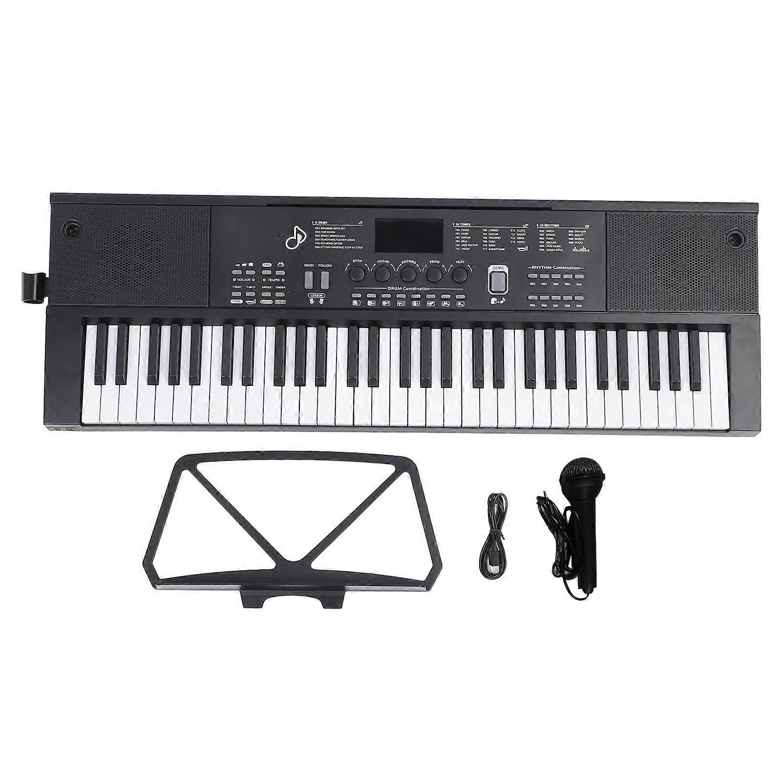 Electronic Music Keyboard Piano 61 Key with Microphone Stand Type C Port for Home