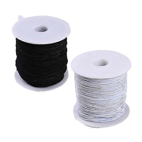 2 pcs 0.8 mm Elastic Thread Cord Beading Threads Stretch Cord Fabric Craft Cord for Jewelry Making (Black, White)