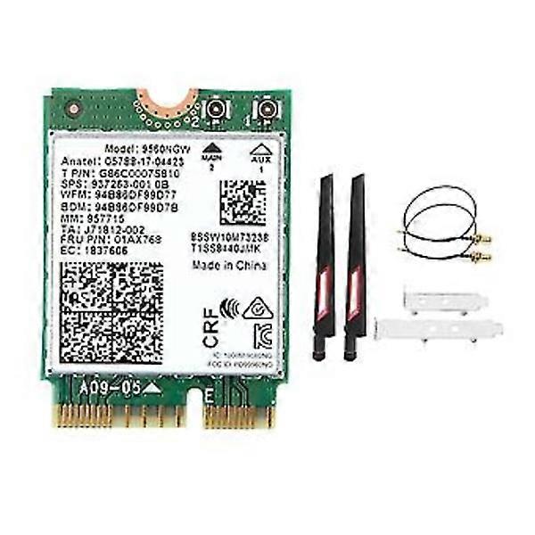 9560ngw Wifi Adapter+Antenna 1730mbps Wireless Ac 9560 2.4g+5g Bt 5.0 802.11ac M.2 Cnvi