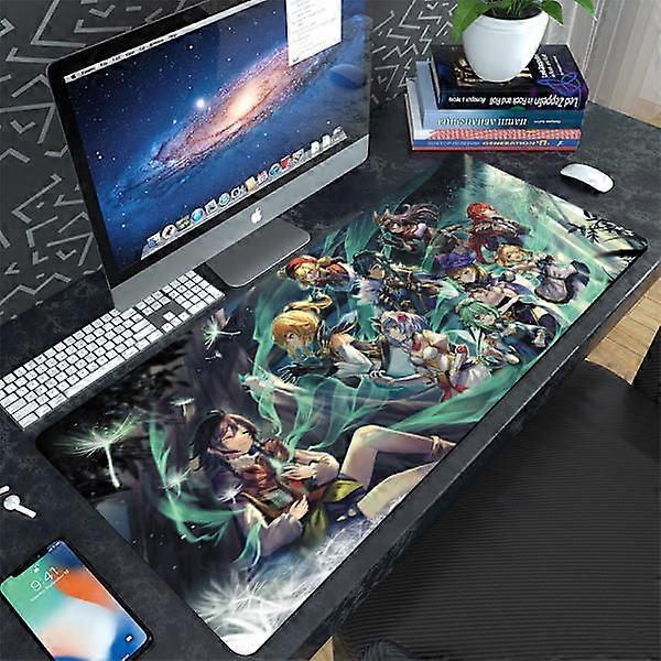 Game Yuanshen cartoon office keyboard computer desk pad large creative pad waterproof dirt-repellent thick mouse pad,400*900*3mm