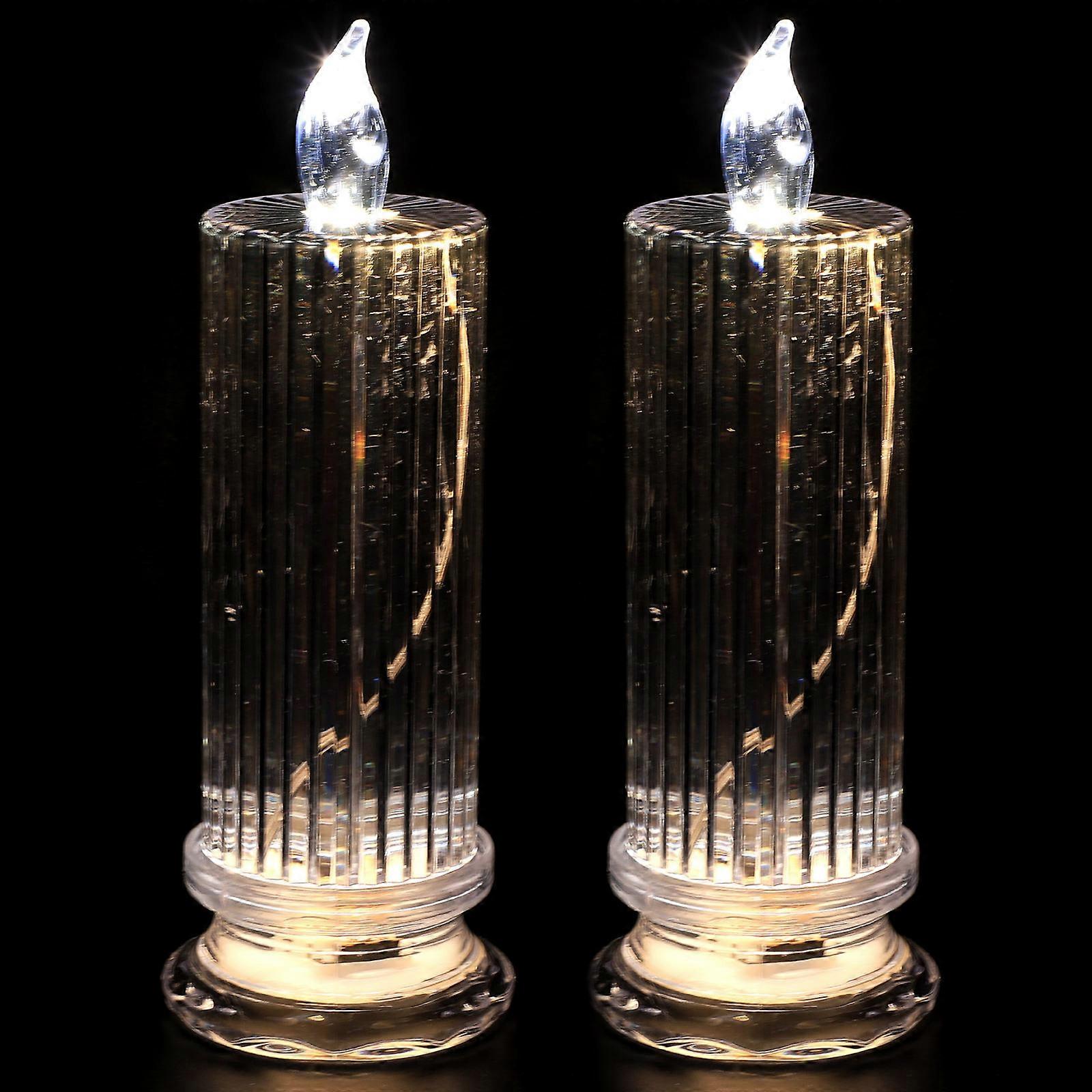 FRCOLOR 2pcs LED Candles Flameless Electronic Dining Room Decorative Light