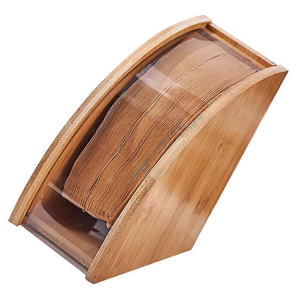 Wood Coffee Filter Holder with Unique Fan Design for Kitchen Use Light Brown Large Capacity